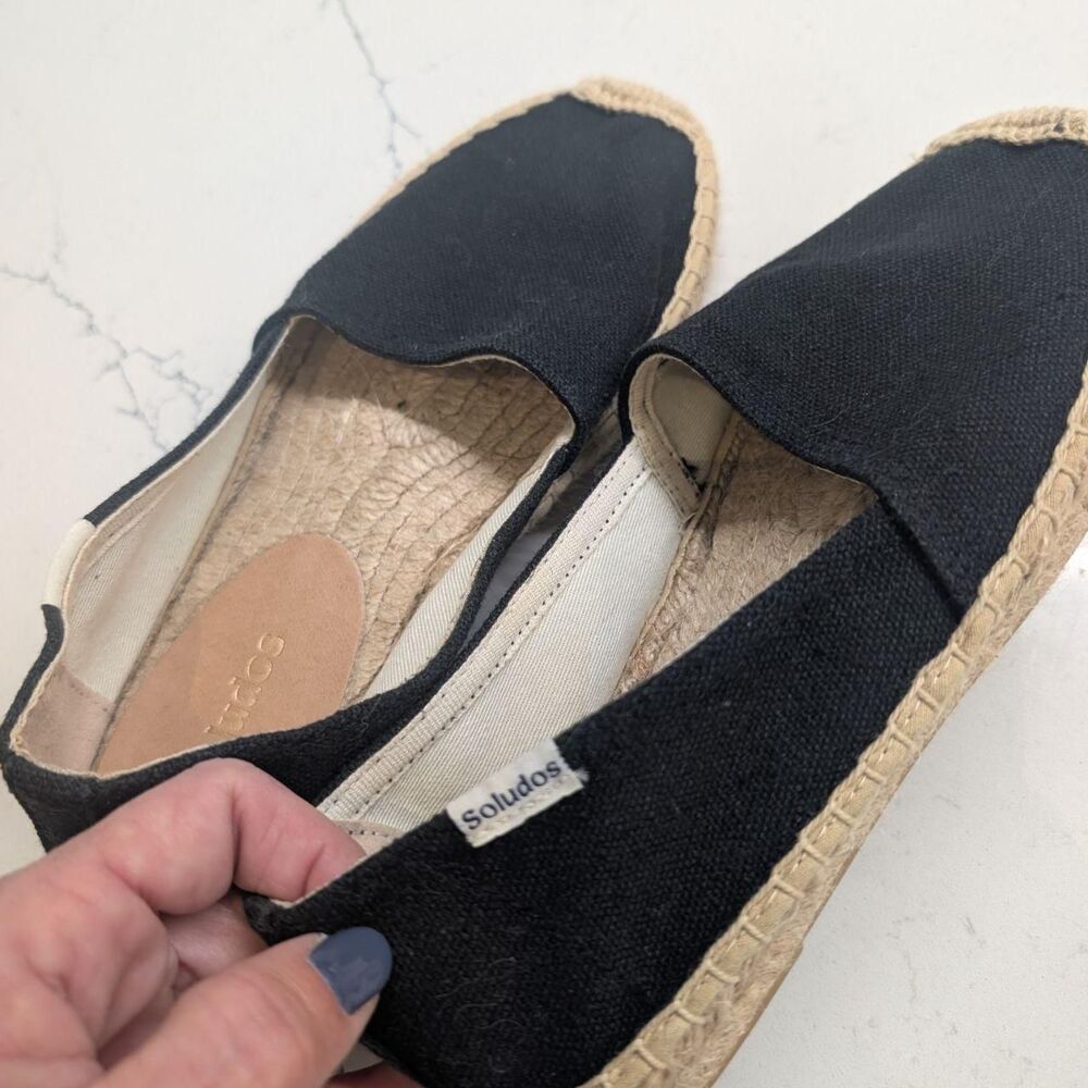 Soludos Women's Black and Cream Espadrilles